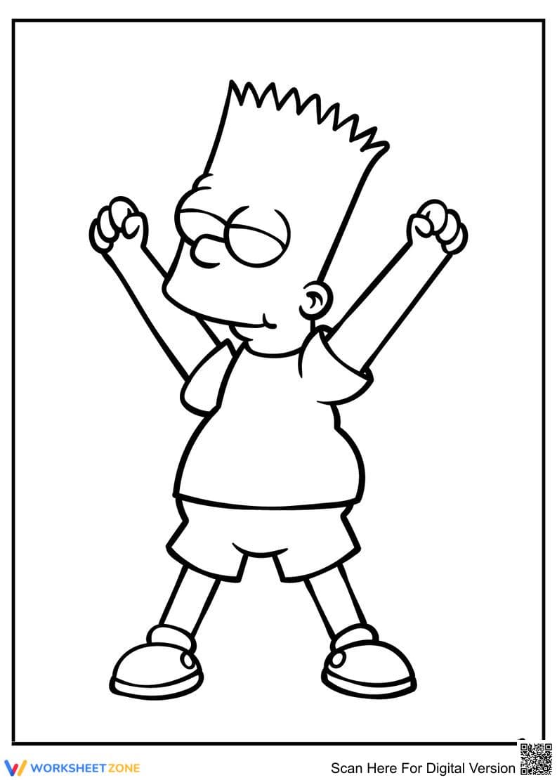 Triumphant Bart Coloring Page | Printable Art Activity - Page 1