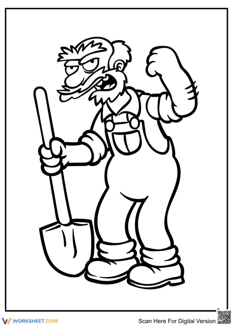 Groundskeeper Willy Coloring Page | Essential Printable - Page 1