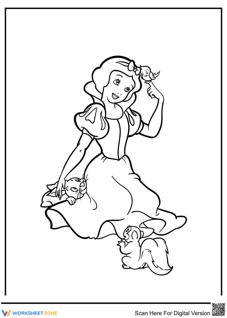 Printable Snow White Coloring Page | Grade K-2 Ready - Page 1