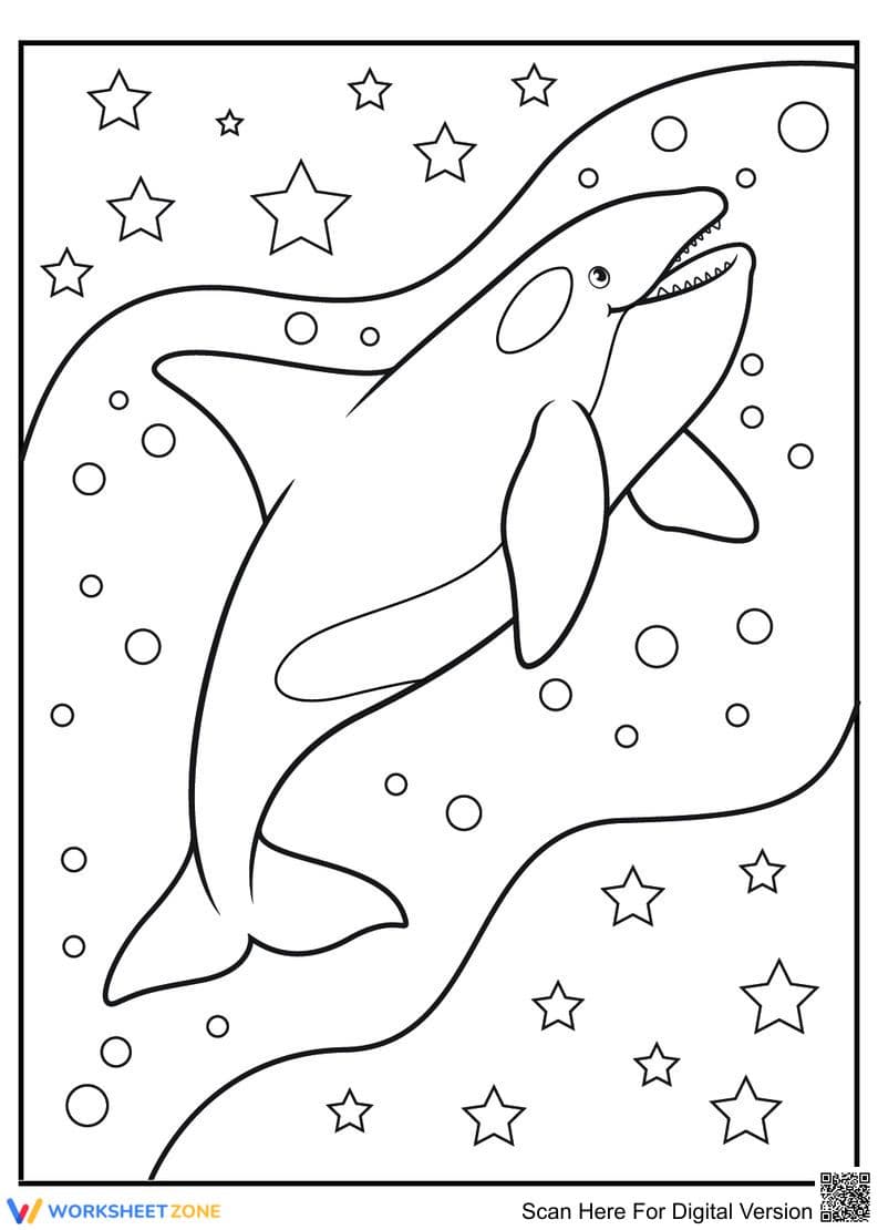 Smiley Whale Coloring Page | Printable Animal Activity - Page 1
