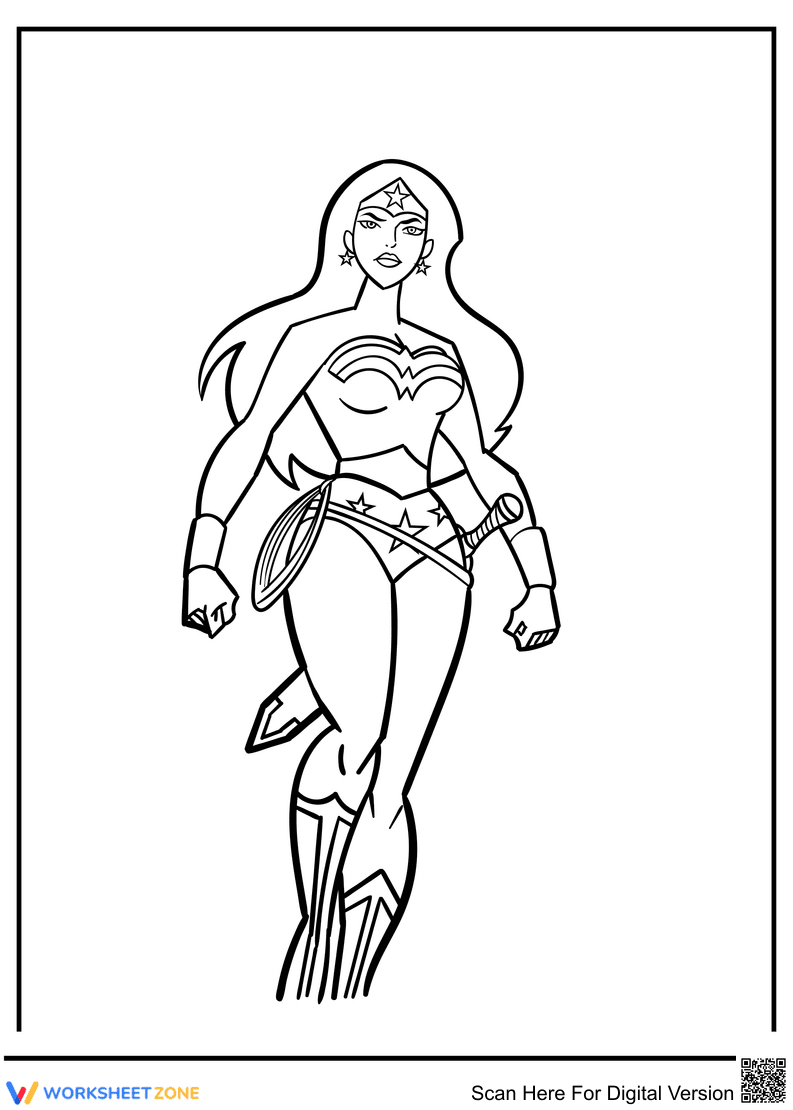 Strong Wonder Woman Art: A Heroic Worksheet - Page 1