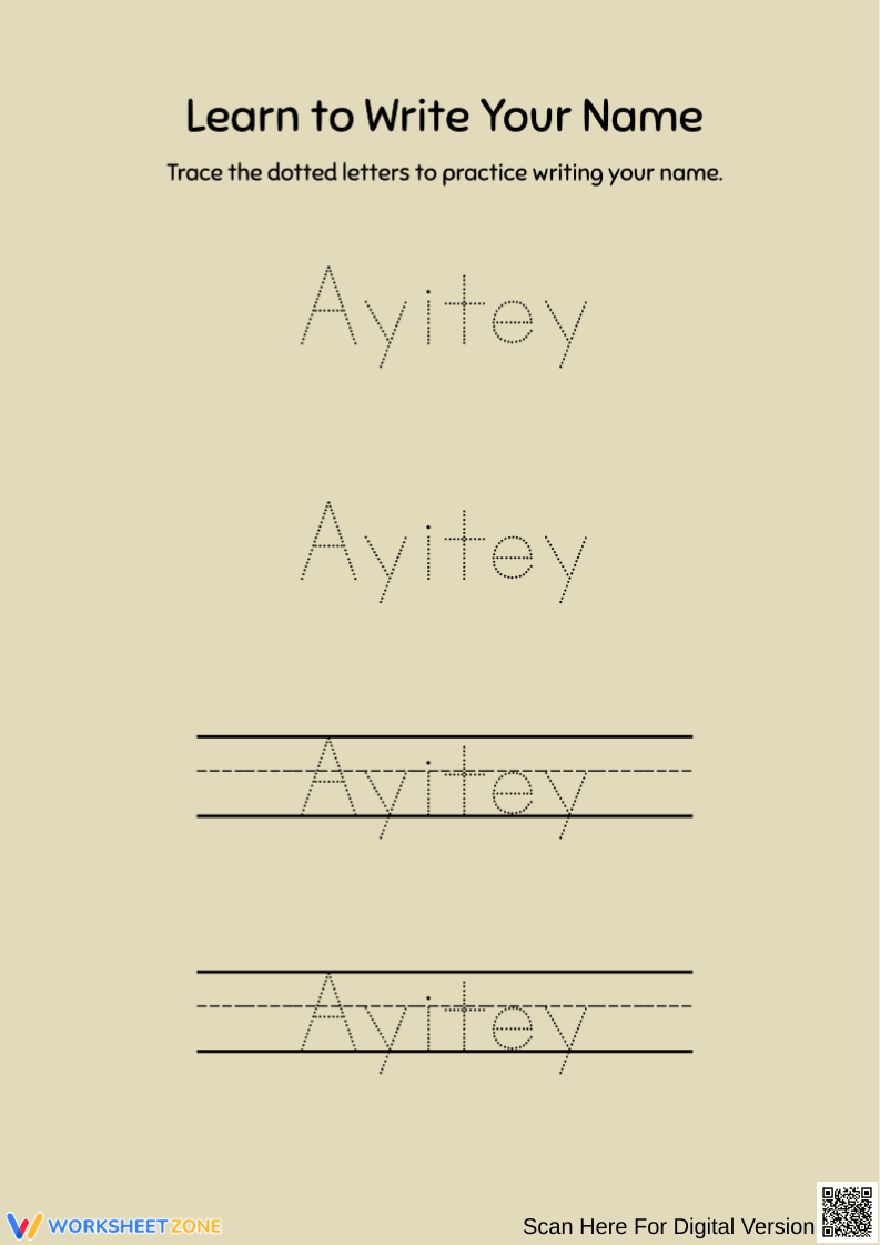 Printable Name Writing Practice | Kindergarten Ready - Page 1