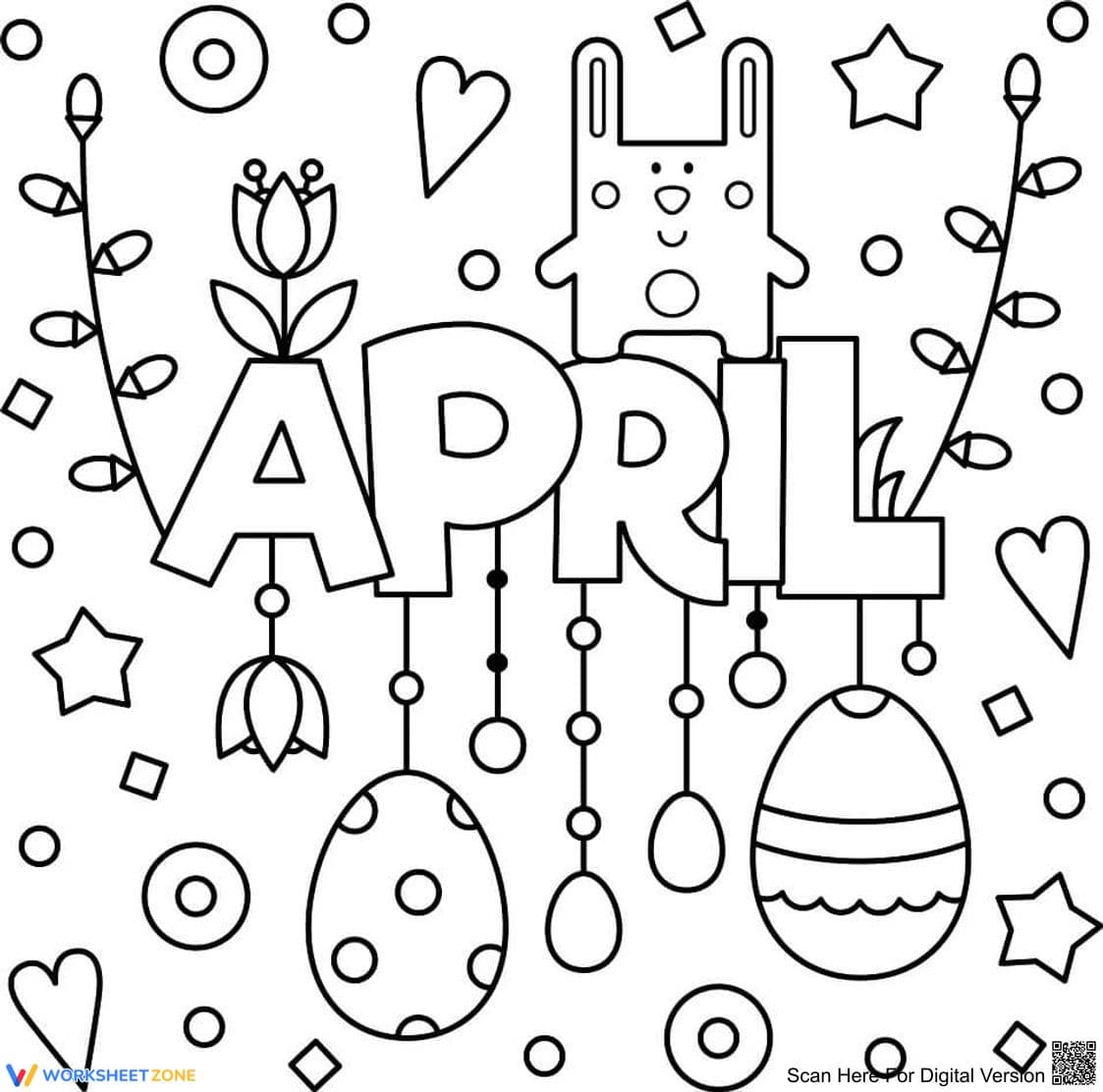 April Coloring Page | Printable Seasonal Activity - Page 1