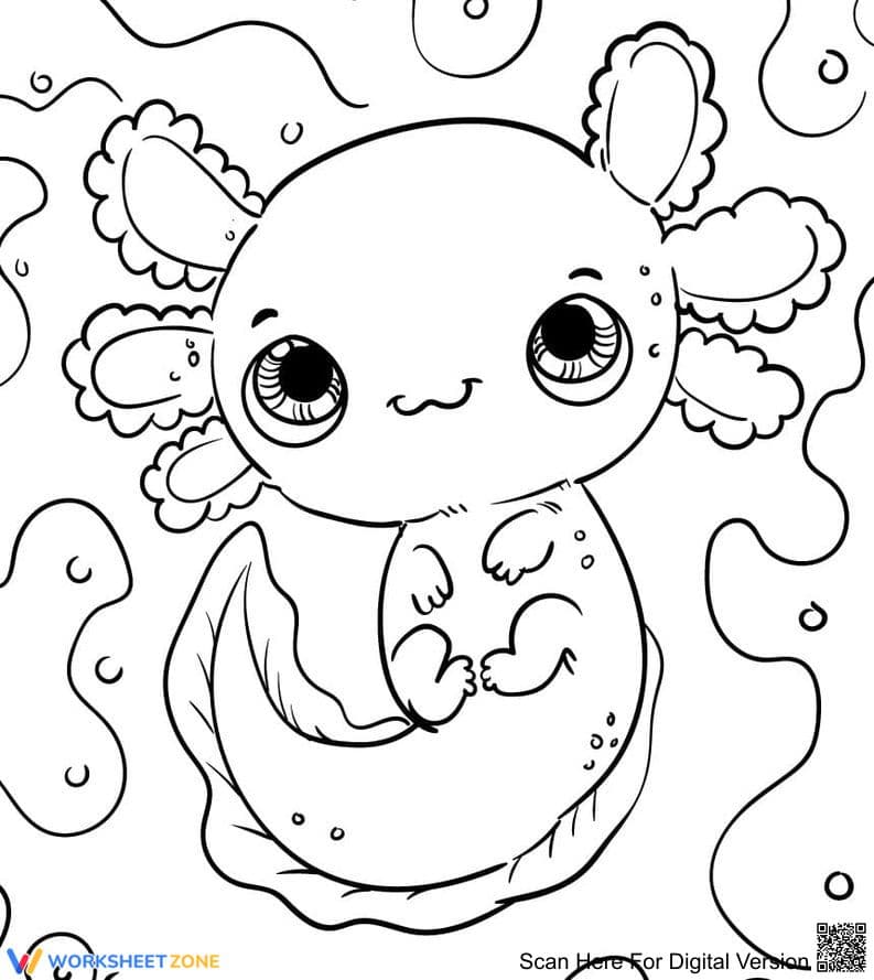 Baby Axolotl Coloring Page | Essential Grade K-5 Art - Page 1