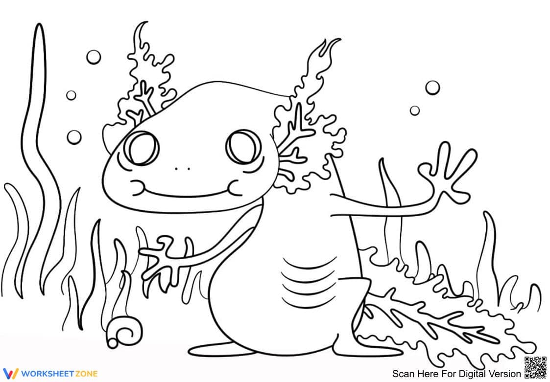 Cartoon Axolotl: A Creative Art Worksheet - Page 1
