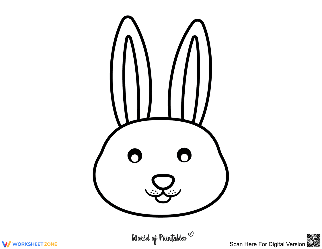 Rabbit Face Coloring Worksheet - Page 1