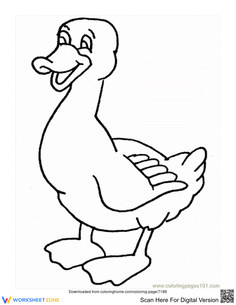 Funny Duck Coloring Page | Essential Grade K-5 Printable - Page 1