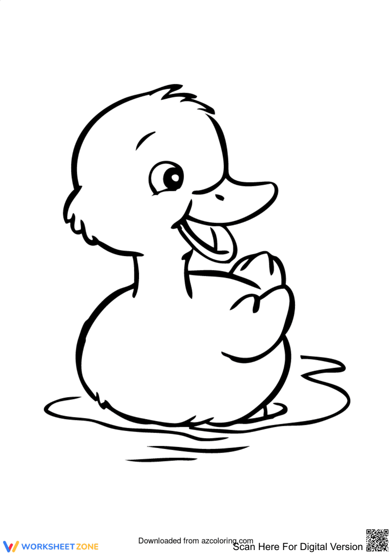 Cool Duck Coloring Page | Printable Kindergarten Worksheet - Page 1
