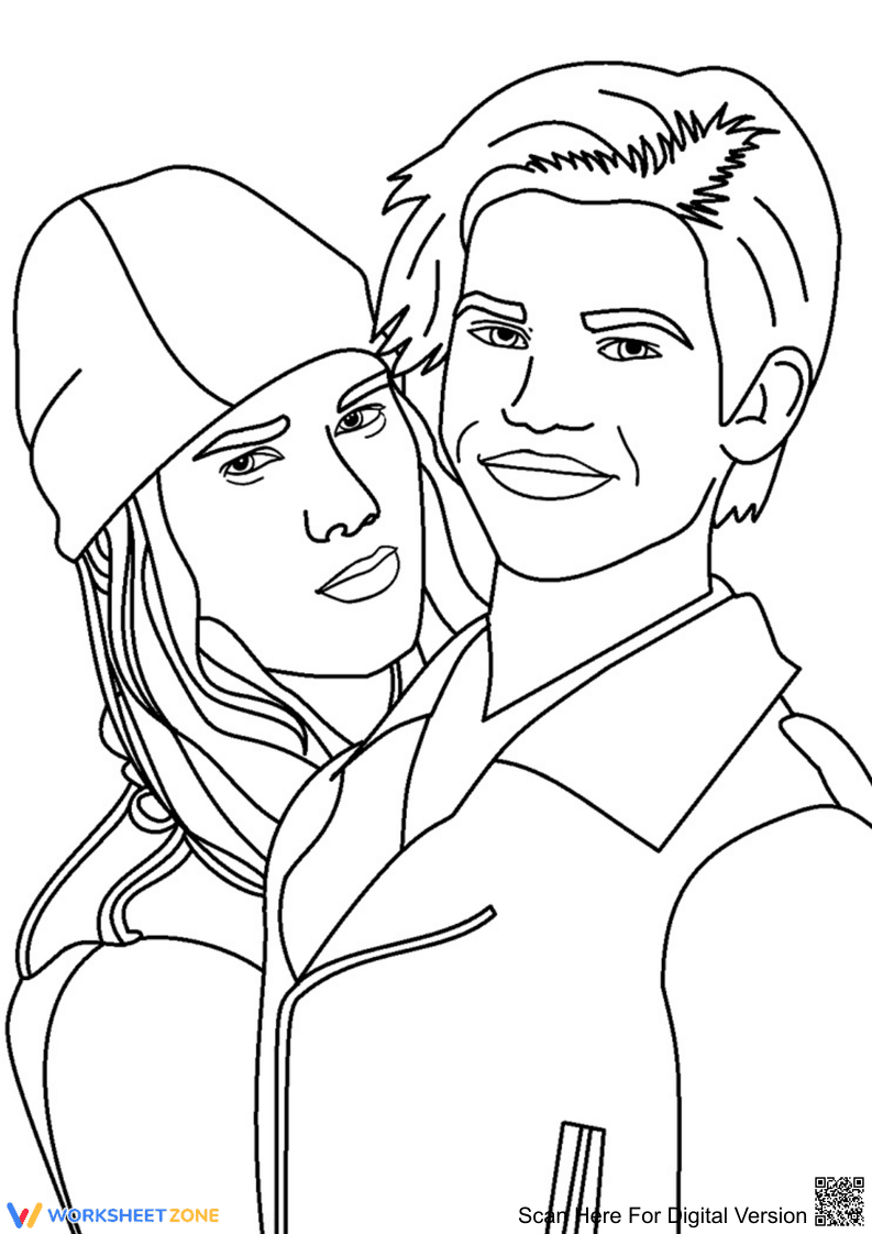 Young Couple Character Coloring Page - Page 1