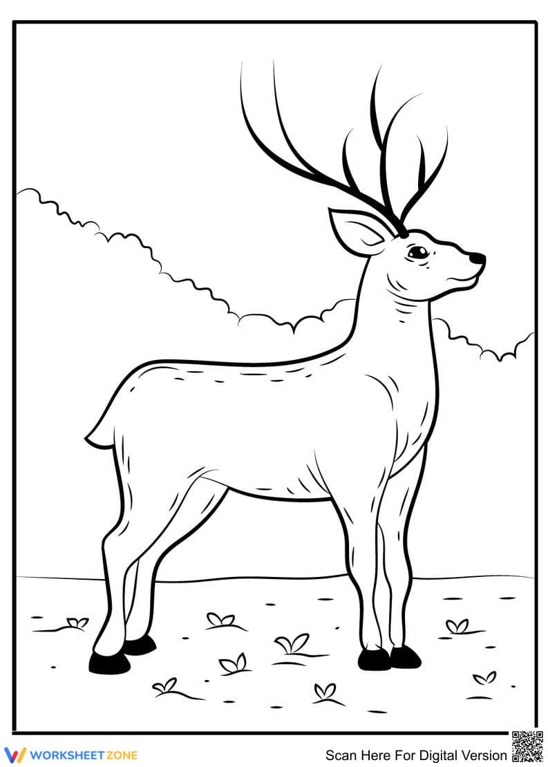 Adorable Deer Coloring Page | Essential Grade K-2 Art - Page 1