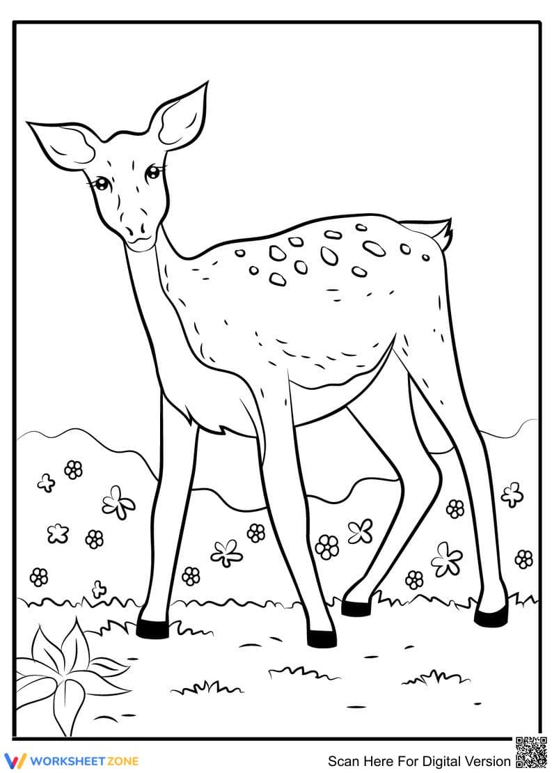 Printable Deer Coloring Page | Grade K-5 Essential - Page 1
