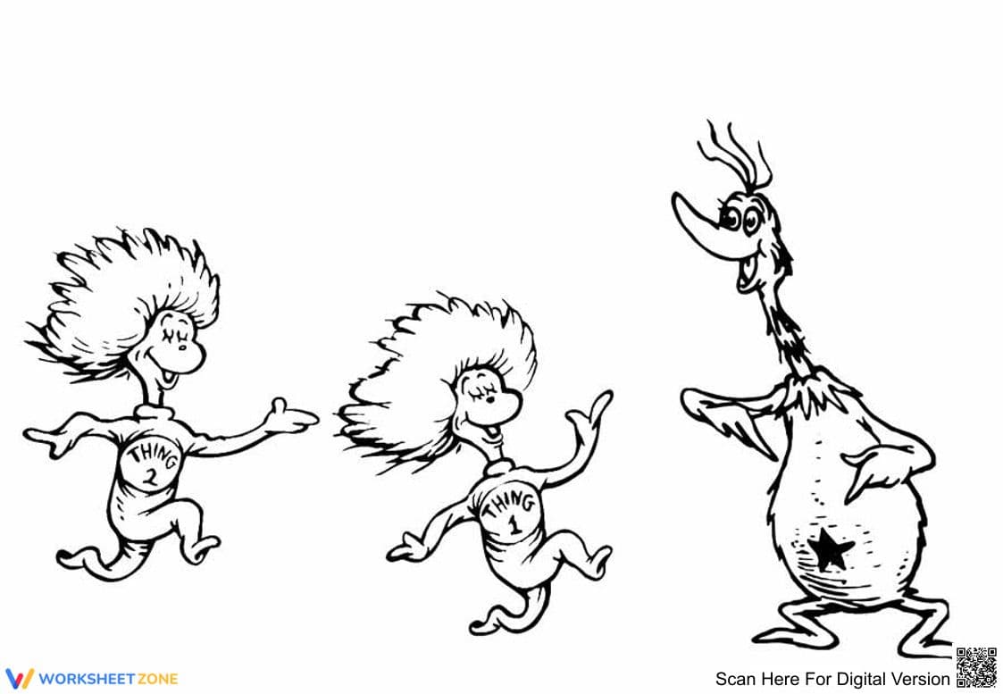 Thing 1 and Thing 2 Coloring Page | Essential Dr. Seuss - Page 1