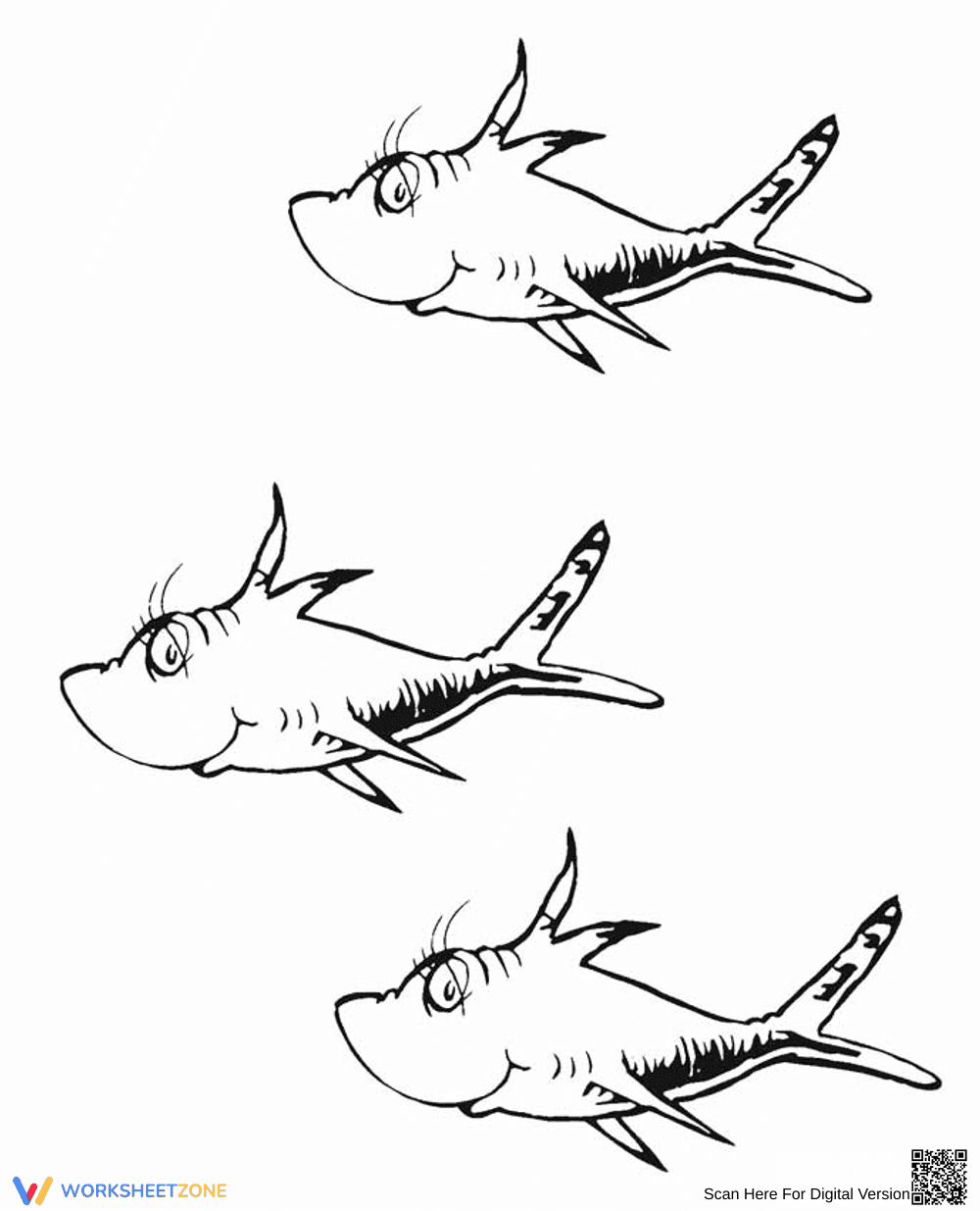 One Fish Two Fish Coloring Page | Essential Dr. Seuss - Page 1