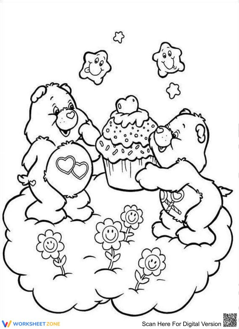 Care Bear and Cake Coloring Page | Essential Grade K-2 - Page 1
