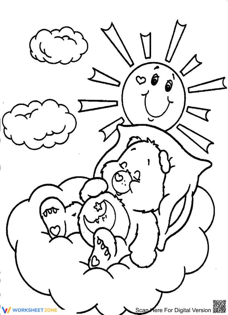 Sleeping Care Bear Coloring Page | Essential Grade K-5 - Page 1