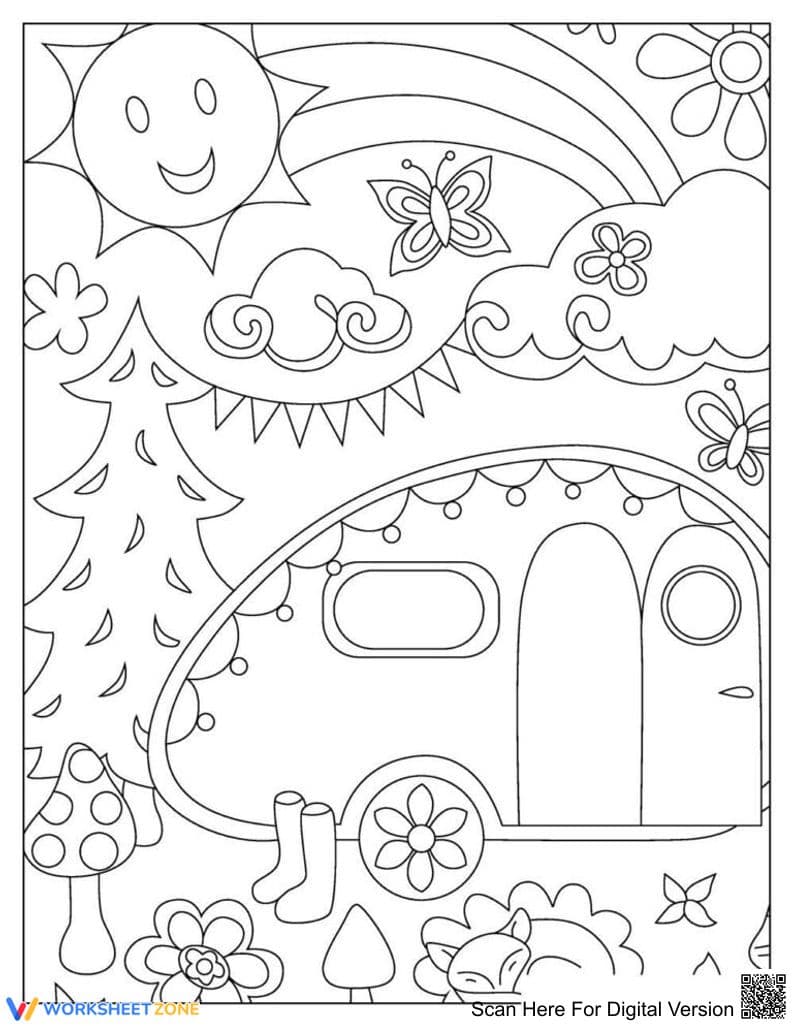 Beautiful Camping Day Coloring Page | Essential Printable - Page 1