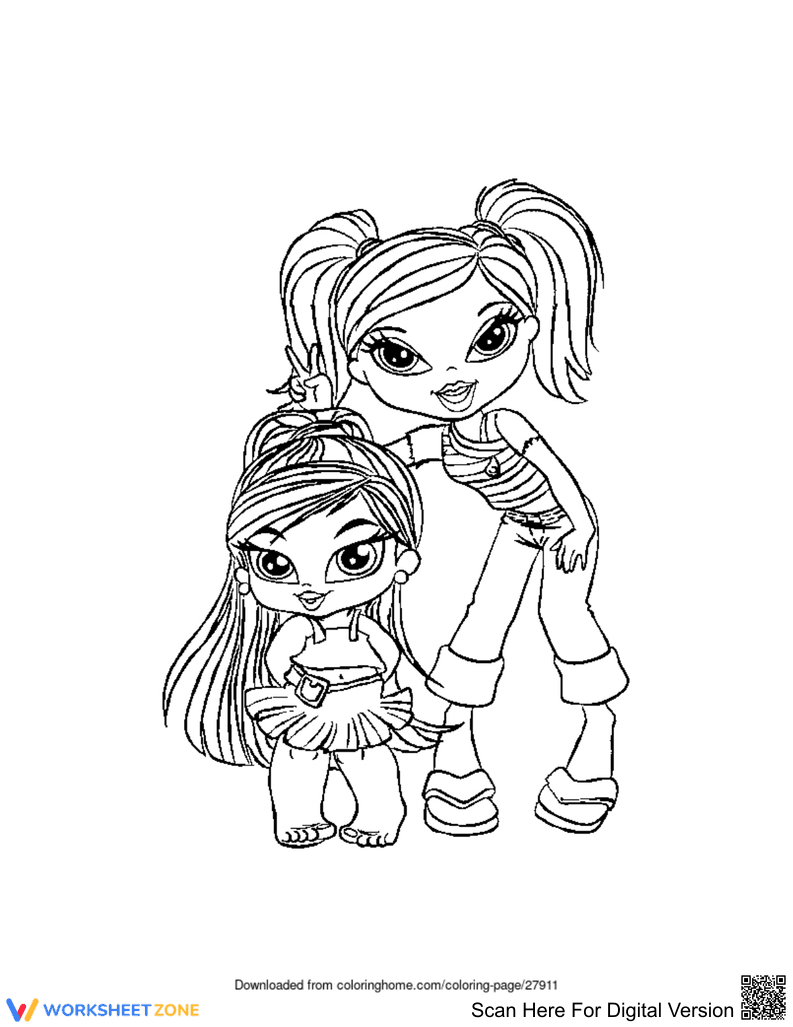 Grade K-5 Bratz — Printable No-Prep Coloring Worksheet - Page 1