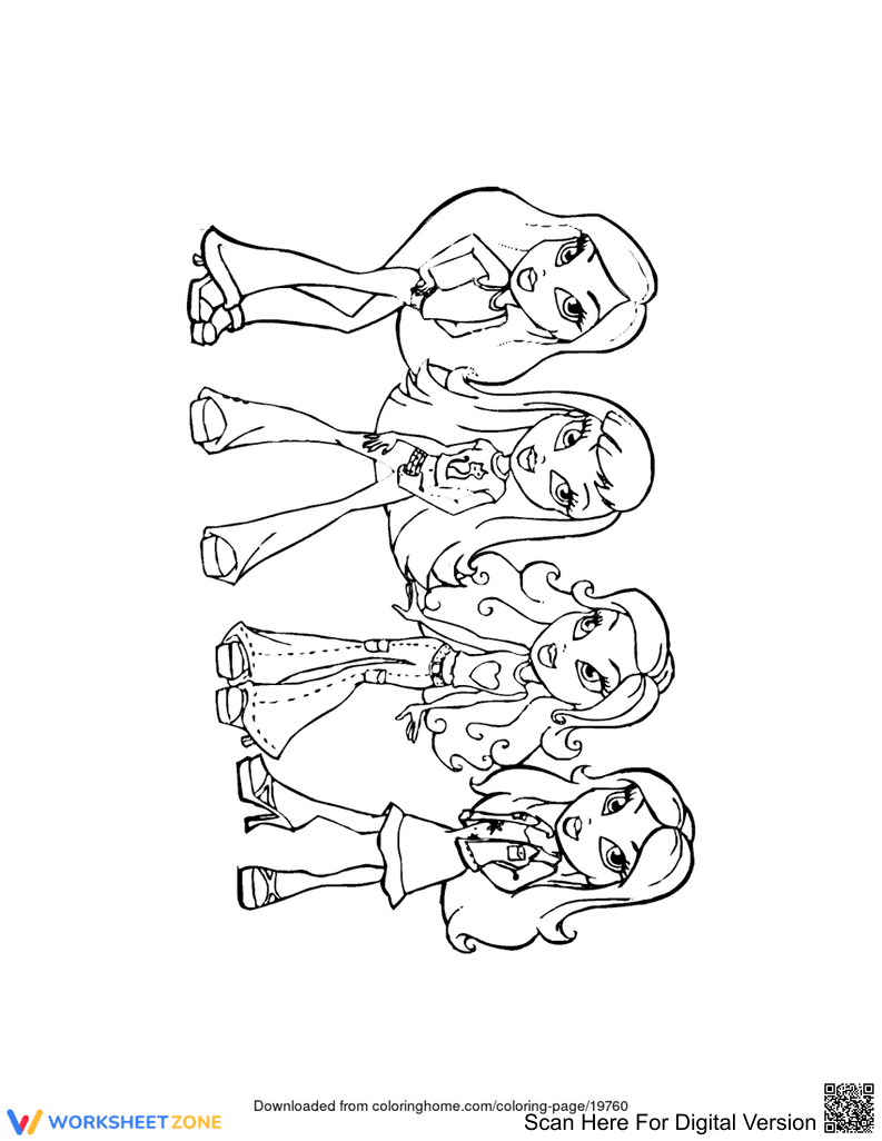 Pretty Bratz Coloring Worksheet | Printable Grade K-5 - Page 1