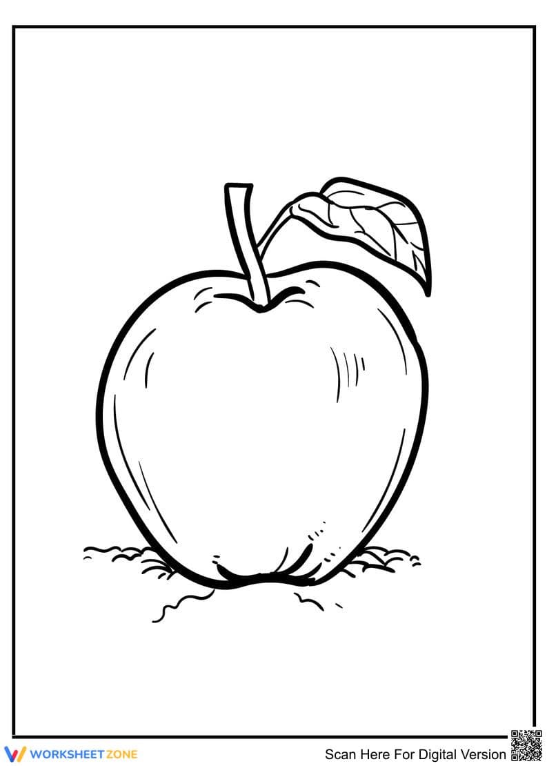 Printable Apple Coloring Page | Kindergarten Ready - Page 1