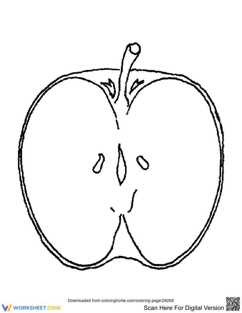 Half of an Apple Coloring Page | Essential K-5 Printable - Page 1