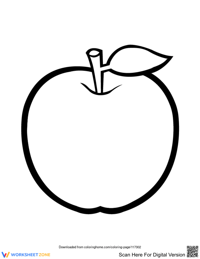 Apple Coloring Page | Essential Kindergarten Printable - Page 1