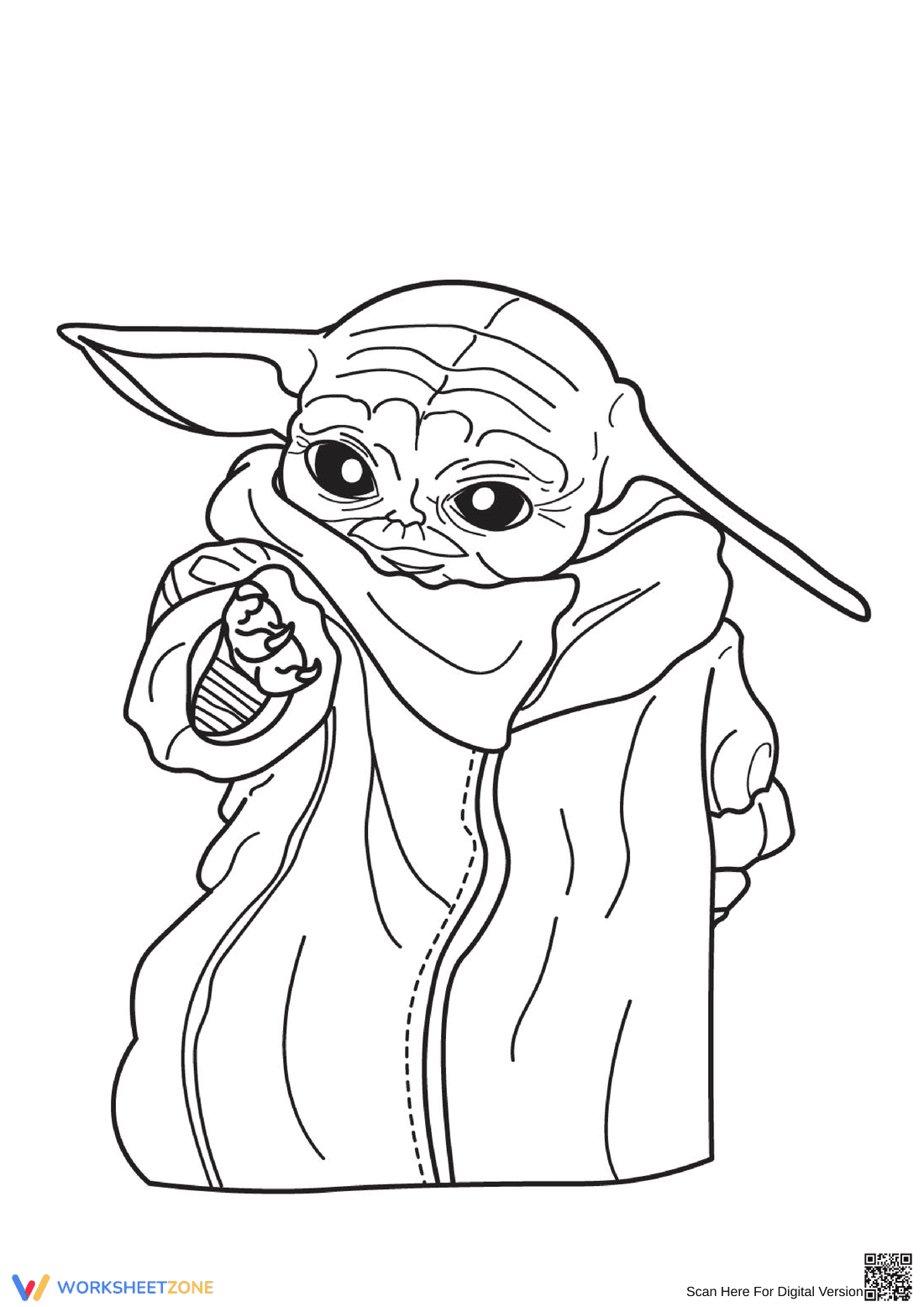 Cool Baby Yoda Coloring Page for Kids - Page 1