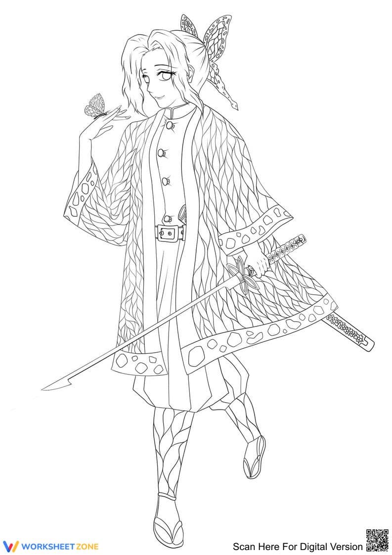 Shinobu Kocho and Butterfly Worksheet - Page 1
