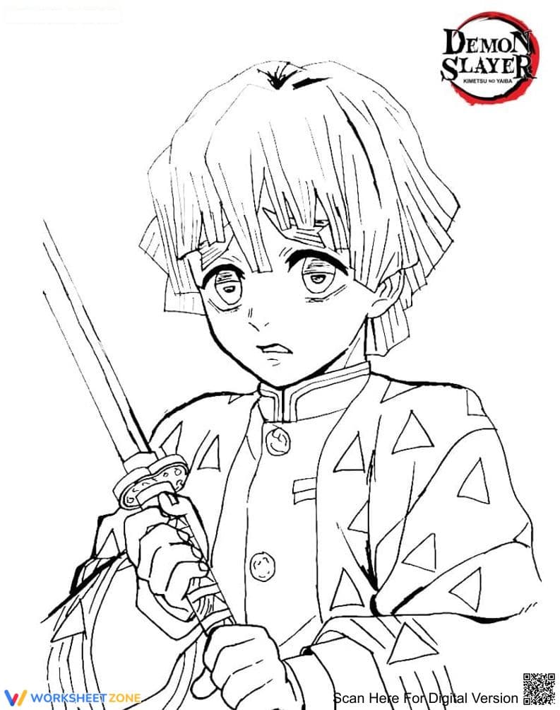 Demon Slayer Coloring Page: Zenitsu - Page 1