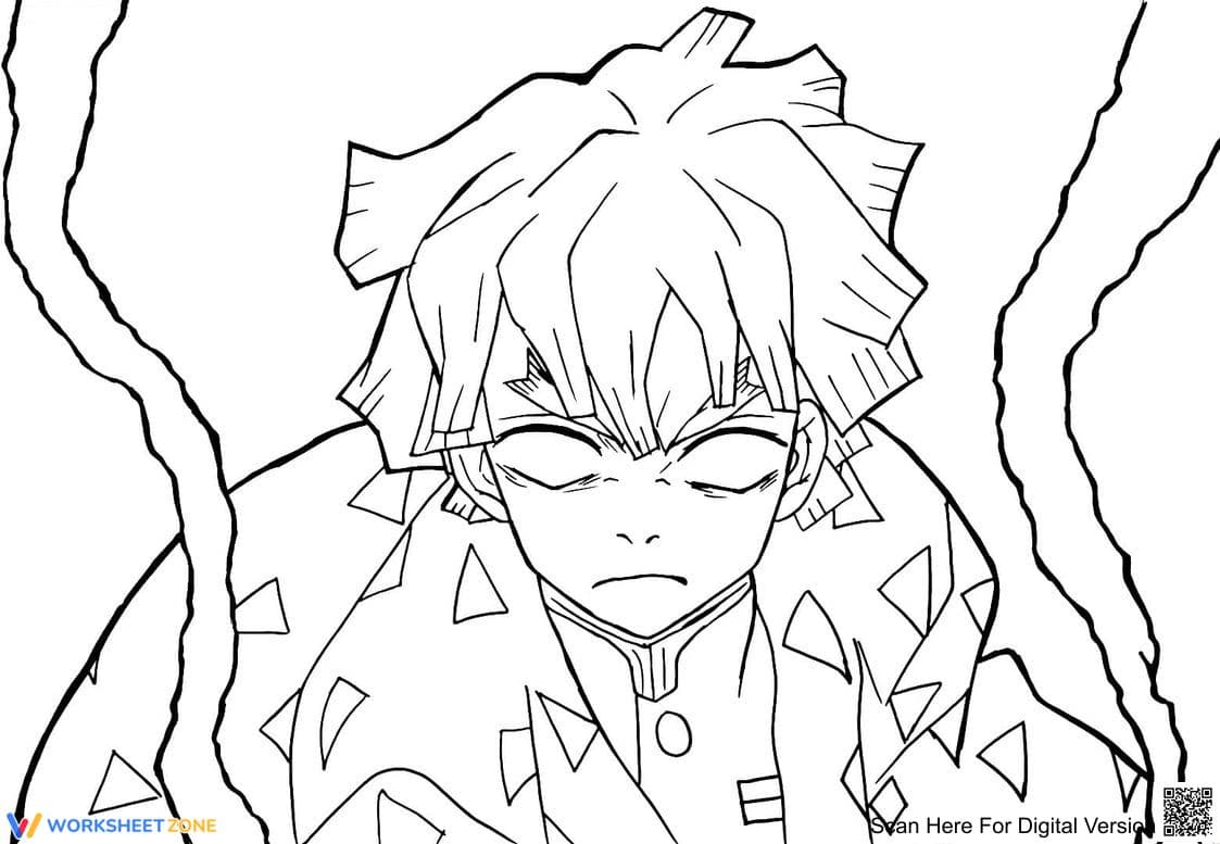 Zenitsu Agatsuma Coloring Book Page - Page 1