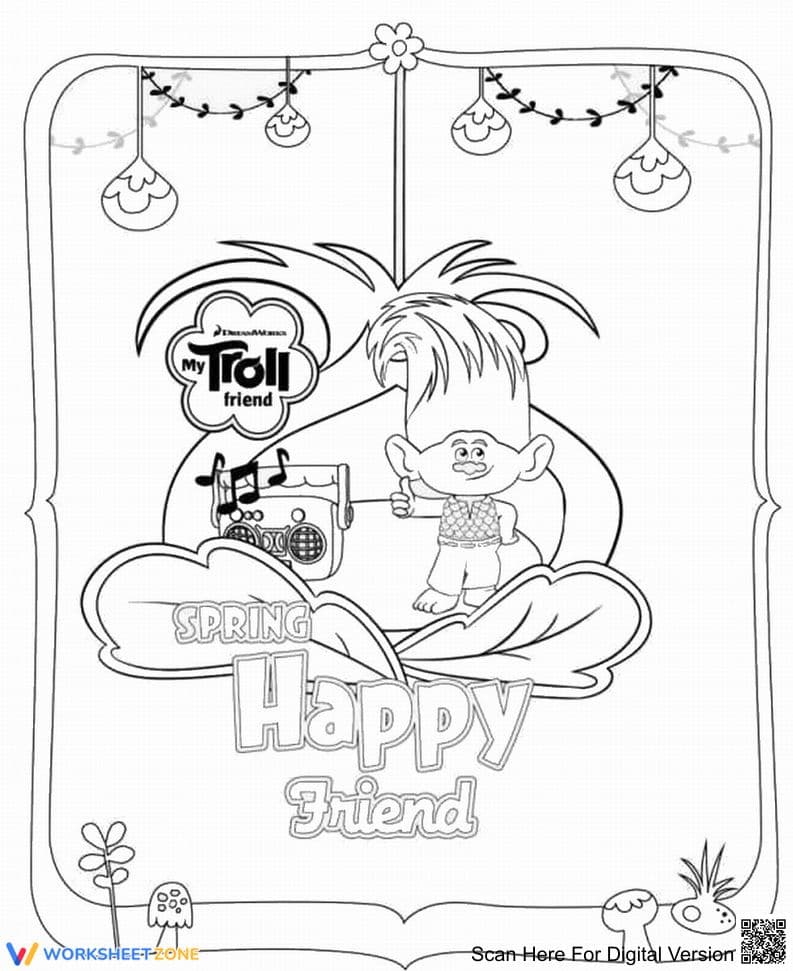 Happy Friend Coloring and Activity Sheet - Page 1
