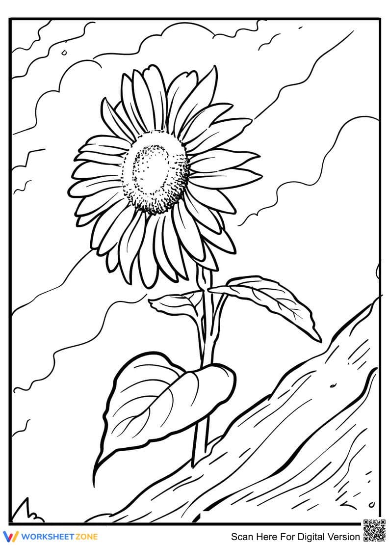 Sunflower Coloring Page | Grade K-5 Printable - Page 1
