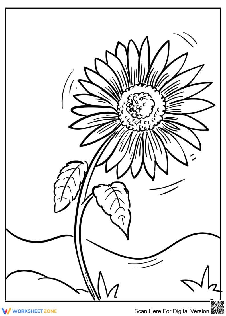 Sunflower Coloring Worksheet | Grade K-5 Essential - Page 1