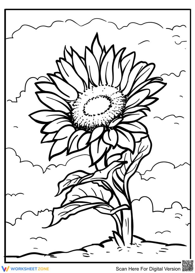 Sunflower in the Wind Coloring Page | Essential Printable - Page 1