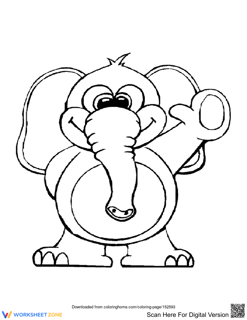 Funny Elephant Coloring Page | Grade K-5 Printable - Page 1