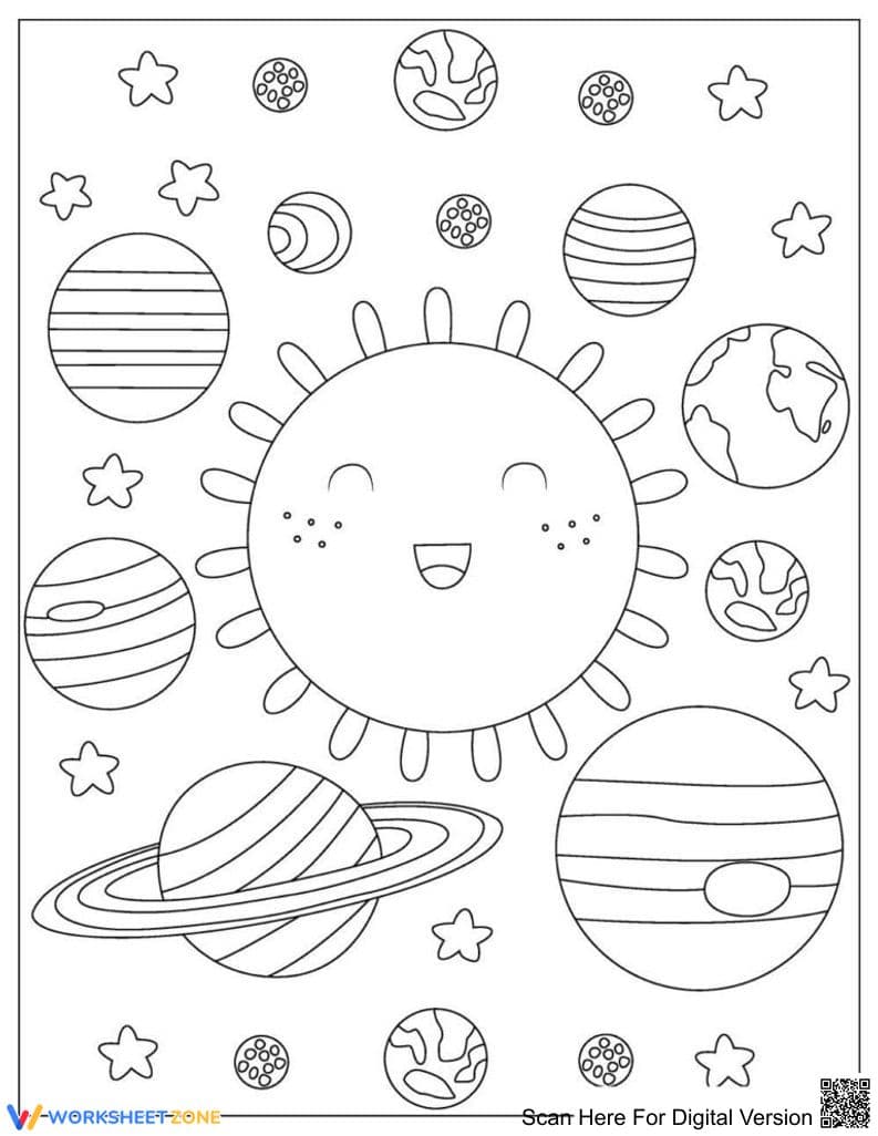Solar System Coloring Page | Essential Grade 1 Science - Page 1