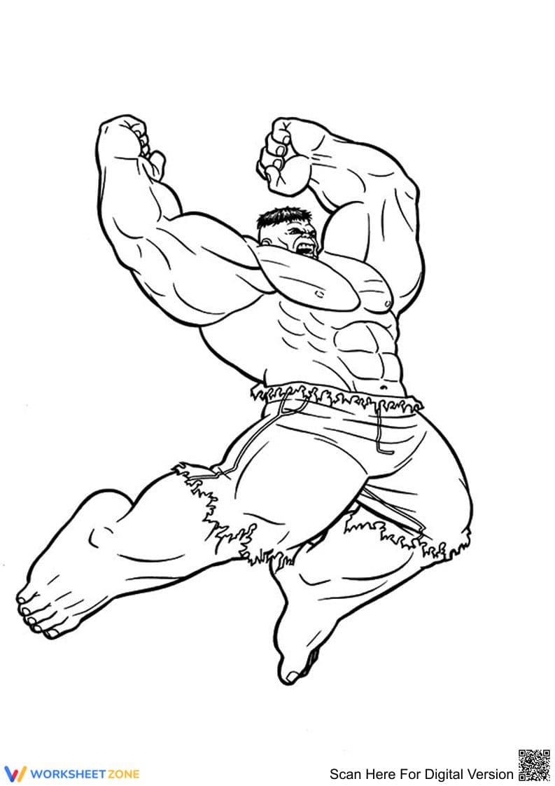 Marvel Incredible Hulk Action Coloring Page for Kids - Page 1
