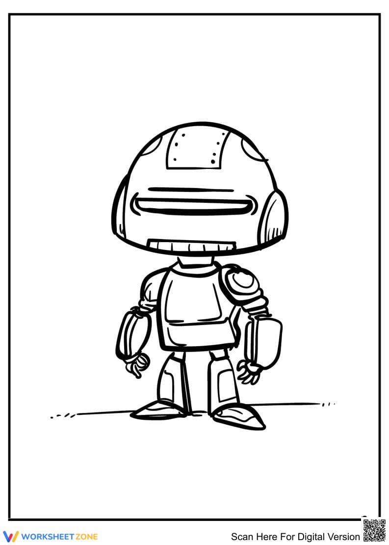 Modernized Robot Coloring Page | Grade 1 Printable - Page 1