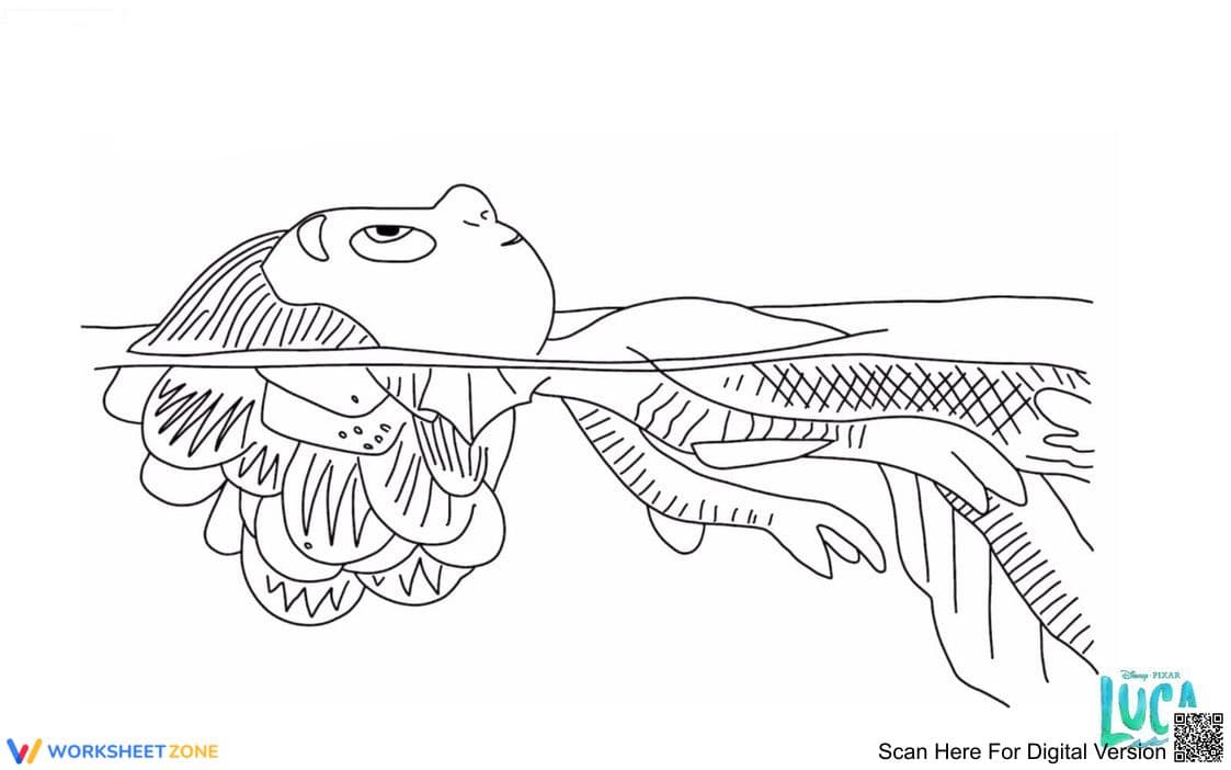 Luca on the Water Coloring Page | Essential Printable - Page 1