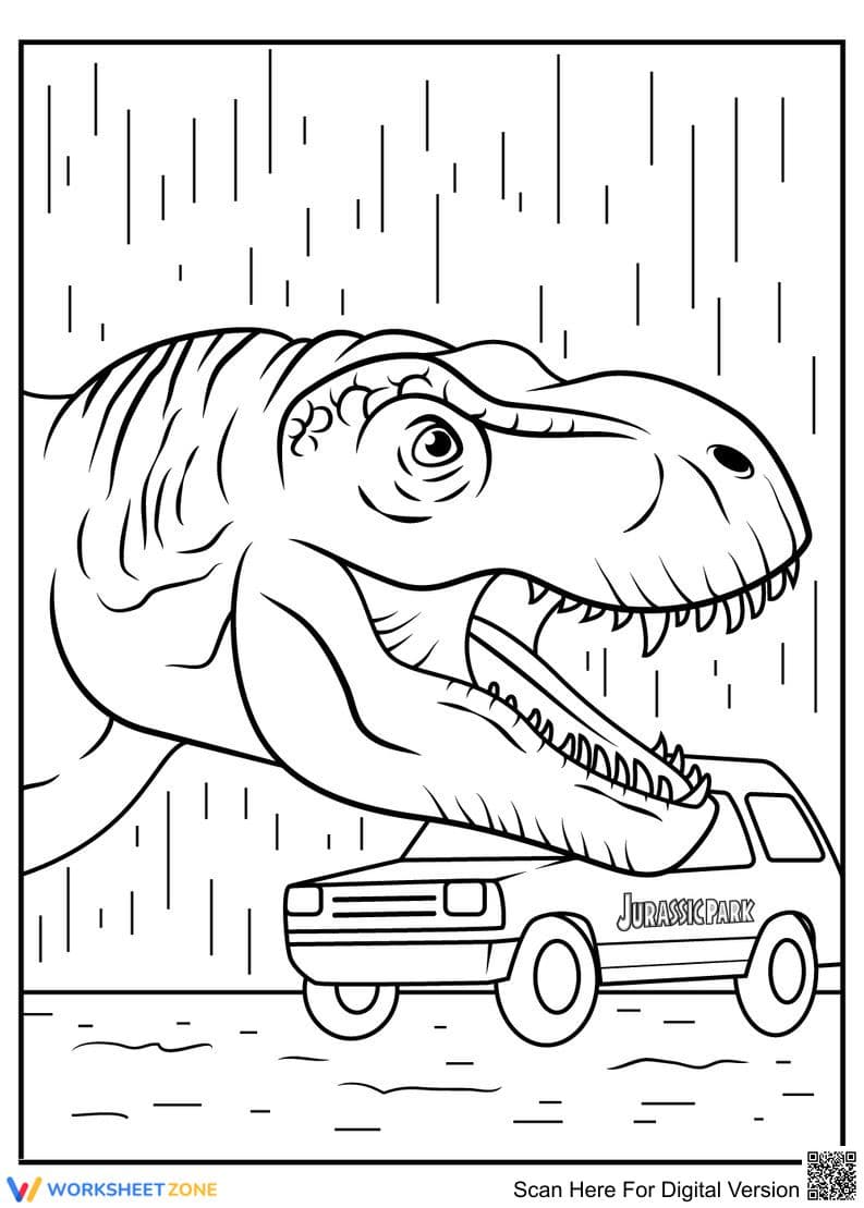 Jurassic Park Car Coloring Page | Essential Printable - Page 1