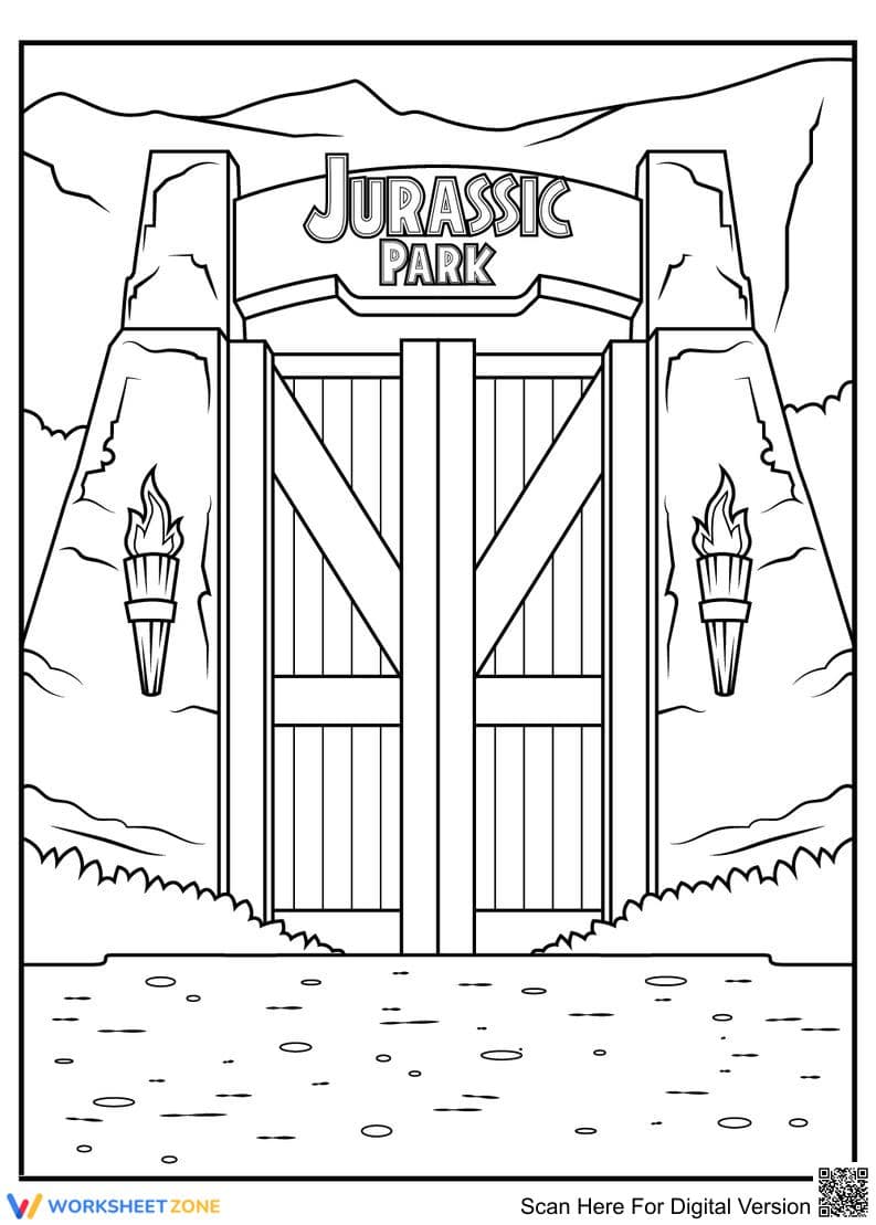 Color The door of Jurassic park - Page 1