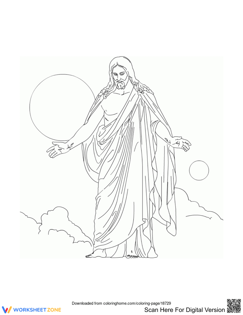 Jesus Christ Coloring Page | Printable Religious Worksheet - Page 1