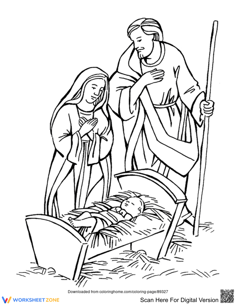 Baby Jesus Coloring Page | Essential Printable Worksheet - Page 1