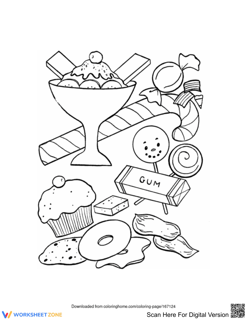 Candy Coloring Page | Essential Grade K-5 Printable - Page 1