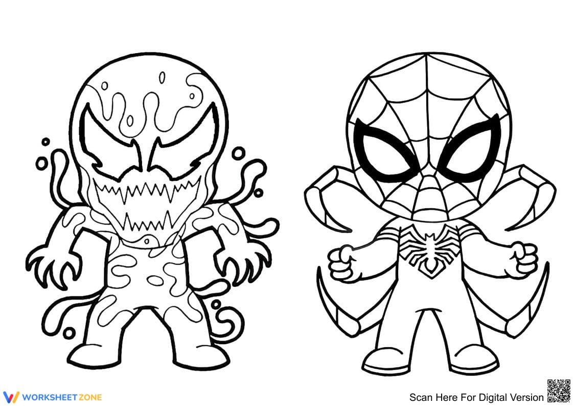 Spider-Man, Venom & Carnage Worksheet - Page 1