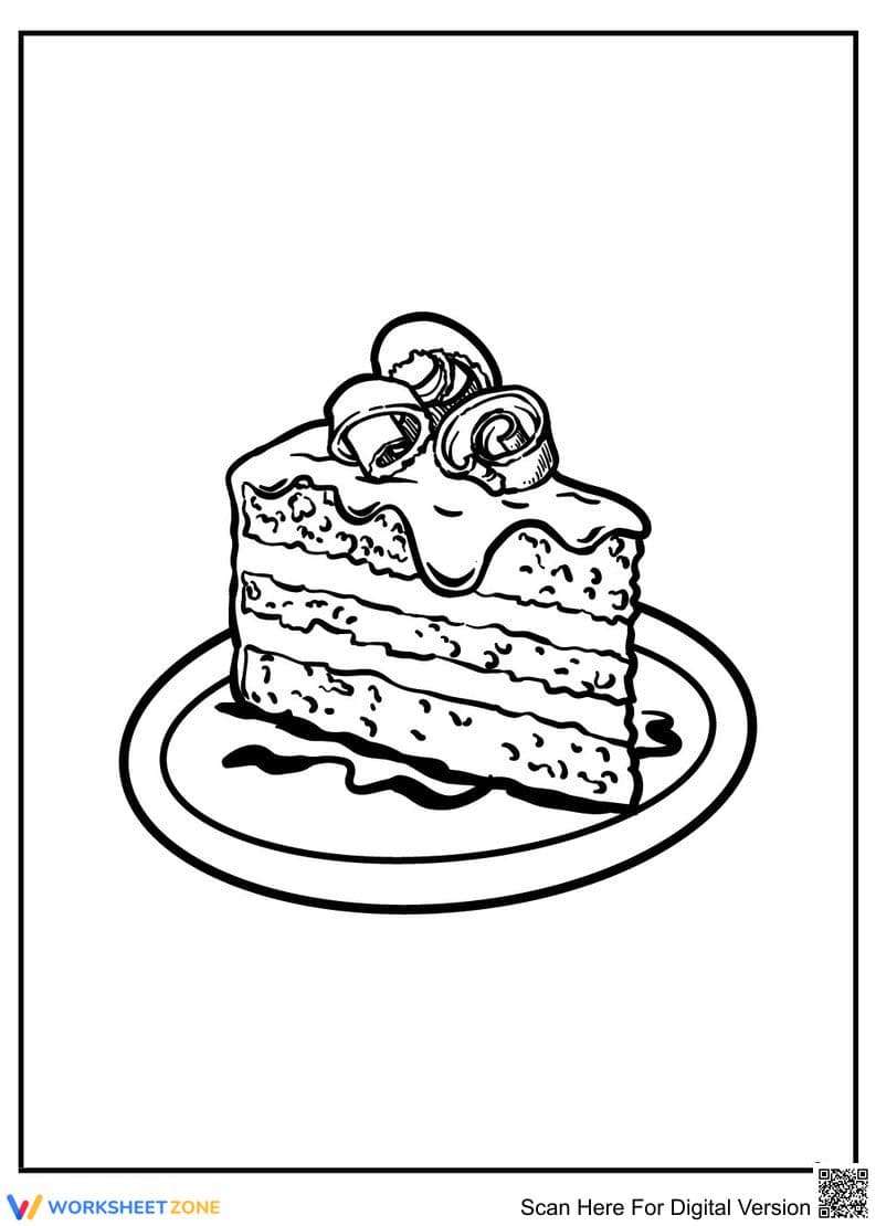 Cake Coloring Page | Printable Grade K-5 Art - Page 1