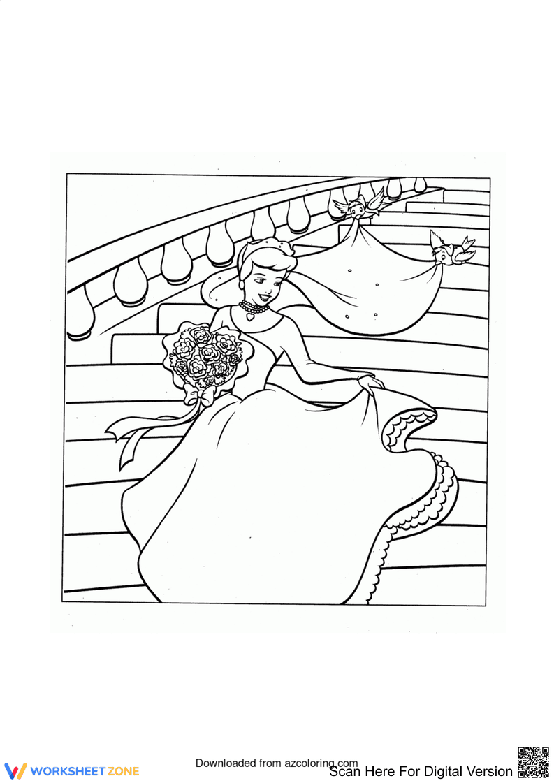 Cinderella Coloring Page | Printable PreK-1 Worksheet - Page 1