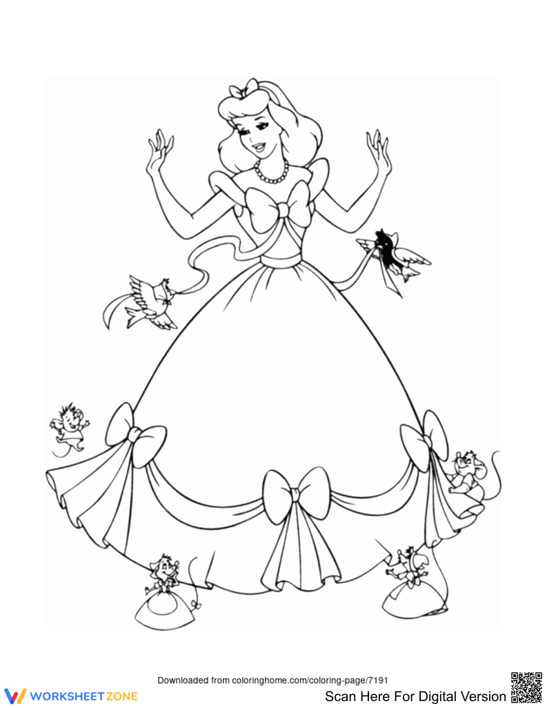 Printable Cinderella Coloring Page | Preschool-Grade 5 - Page 1