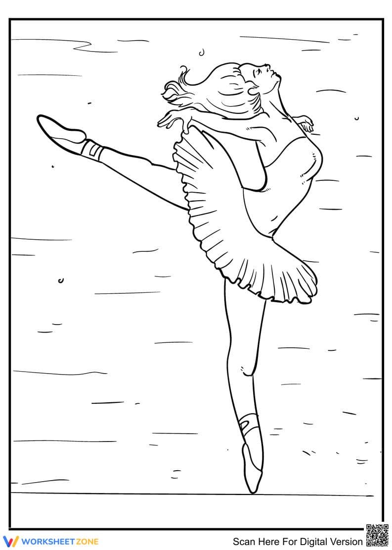 Printable Ballet Dancer Coloring Page | Grade K-5 - Page 1