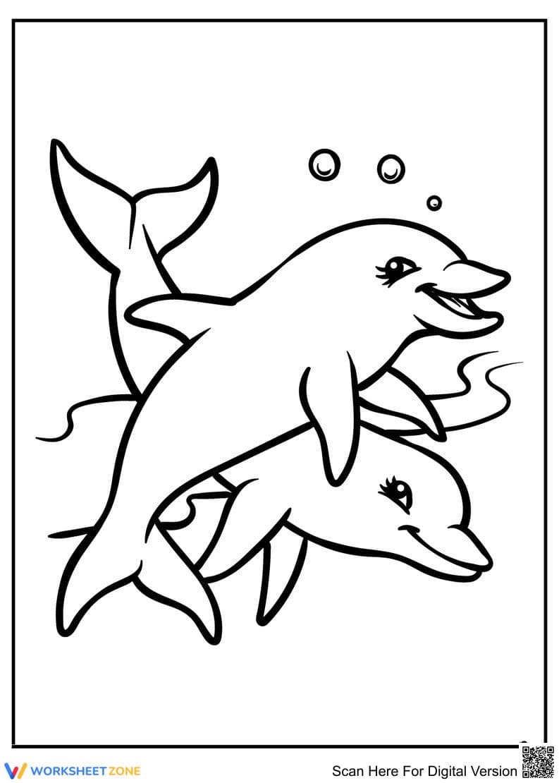 Happy Dolphins Marine Worksheet - Page 1