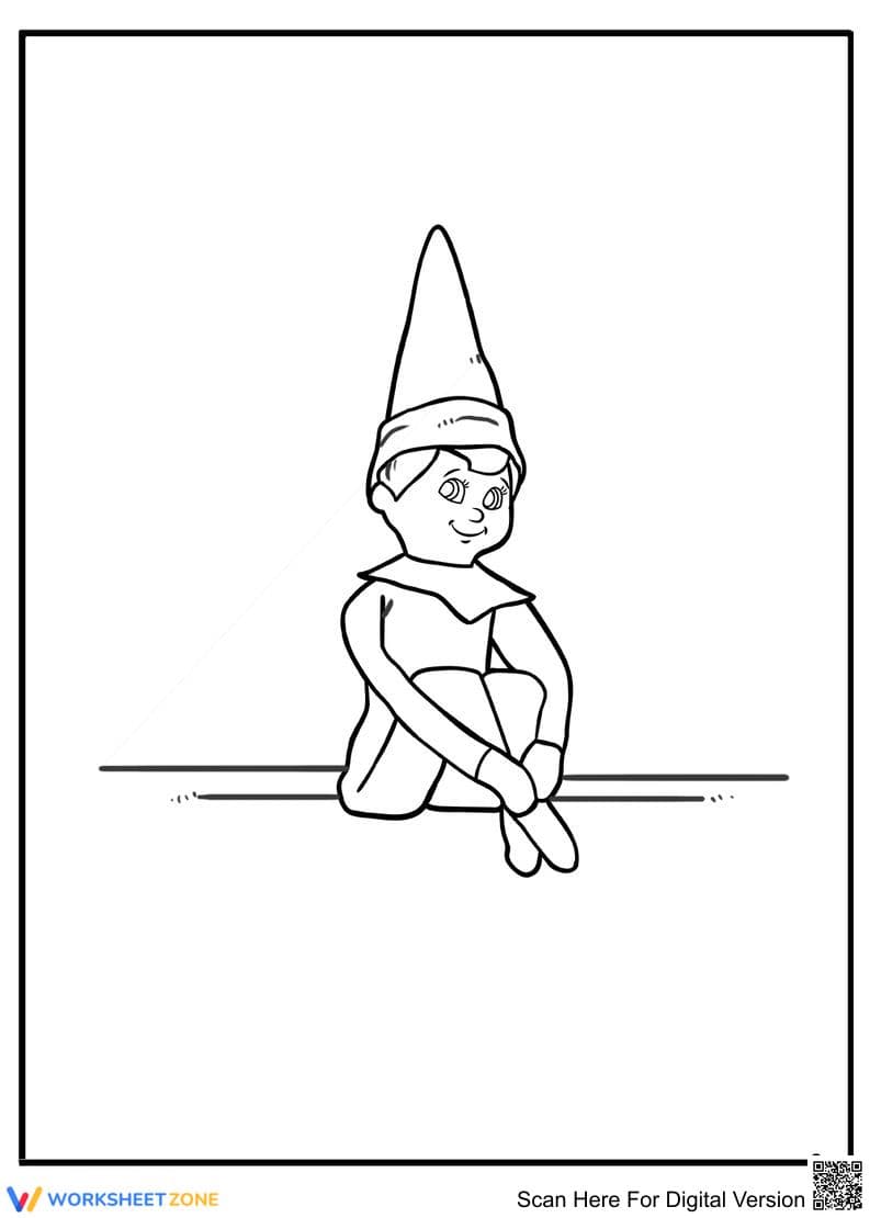 Smiley Elf on the Shelf — Printable Coloring Page - Page 1
